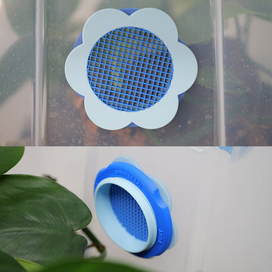 Flower Shaped Ventilation Reptile & Isopod Ventilation - Built in Micro Mesh - Multiple Colors /Sizes - Reusable