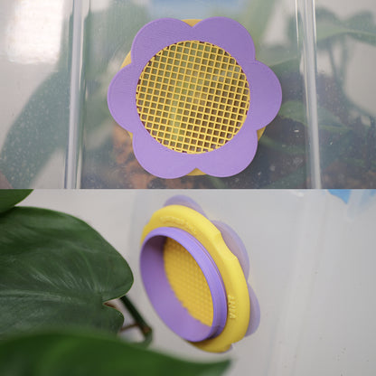 Flower Shaped Ventilation Reptile & Isopod Ventilation - Built in Micro Mesh  - Multiple Colors /Sizes - Reusable
