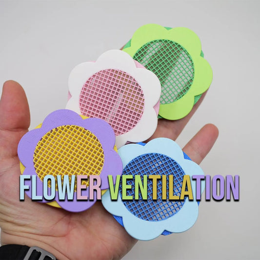 Flower Shaped Ventilation Reptile & Isopod Ventilation - Built in Micro Mesh  - Multiple Colors /Sizes - Reusable