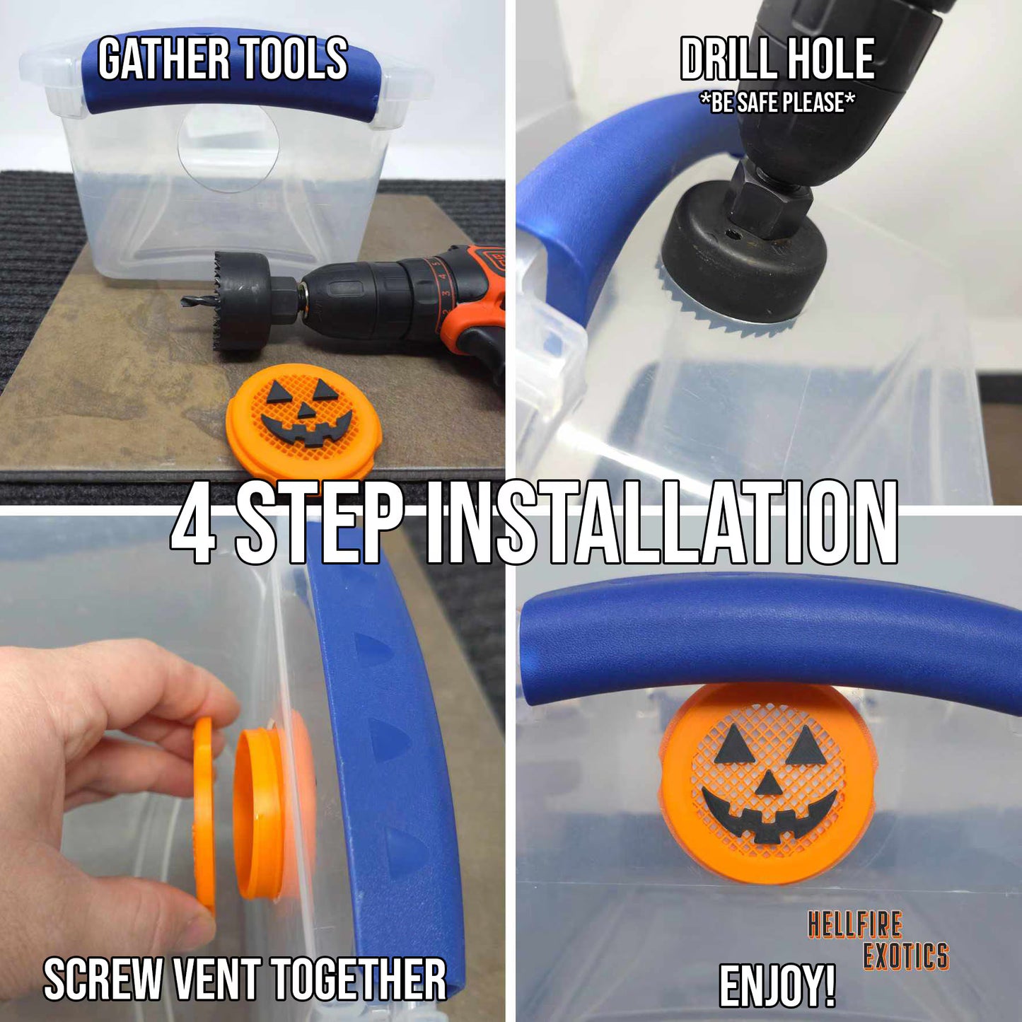 Standard Ventilation for Reptile / Insects | Built In MICRO MESH | Perfect For Jumping Spiders & Isopods | Tons Of Colors & Sizes| Easy To Install